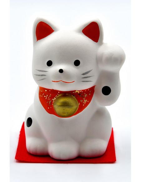 Maneki Neko White - left paw raised | Japan Primavera