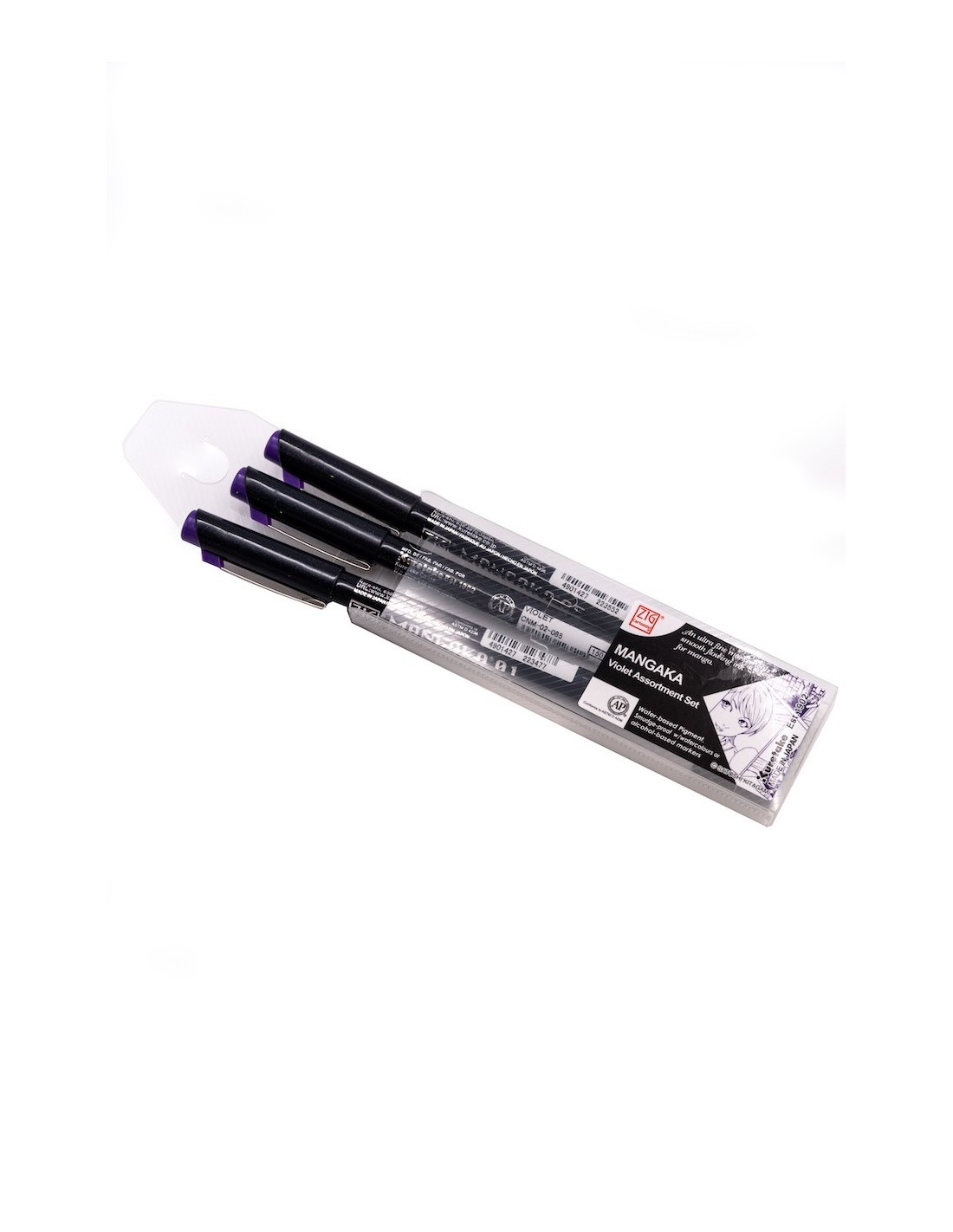 Kuretake Japanese Manga Pen Viola - pack of 3 pens with tips of